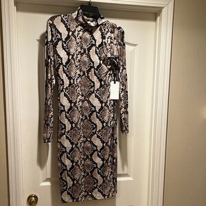 Leith Never Worn Snake Print Long Sleeve Dress